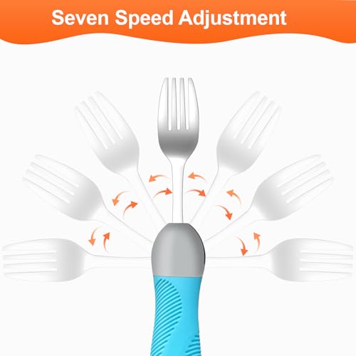 Weighted Utensils for Tremors & Parkinson's, Adaptive Eating Aids (Blue) Blue