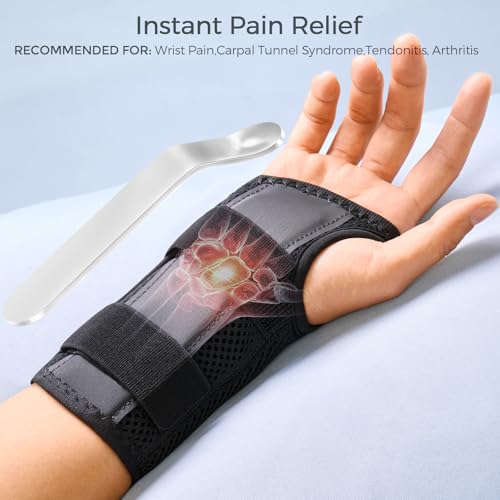 FREETOO Wrist Brace for Carpal Tunnel,[New Upgrade-Anatomically shaped] Adjustable Wrist Support Splint for Men and Women,Hand Brace for Pain Relief, Tendinitis,Arthritis,Left Hand,Larger,Black