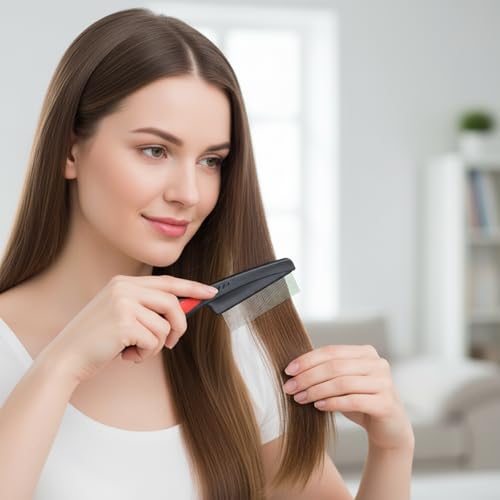 4 PCS Dandruff Comb Remover Lice Comb for Thick Women Hair, Stainless Steel Fine Tooth Combs Set, Dandruff Scalp Care Combs Metal for Women All Hair Types