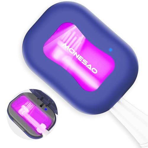 MONESAO Toothbrush Case, Toothbrush Covers, Rechargeable Portable Toothbrush Cleaner Holder Case, Auto Home Travel Tooth Brush Cover Cap Box for All Toothbrushes (Purple/Pink)