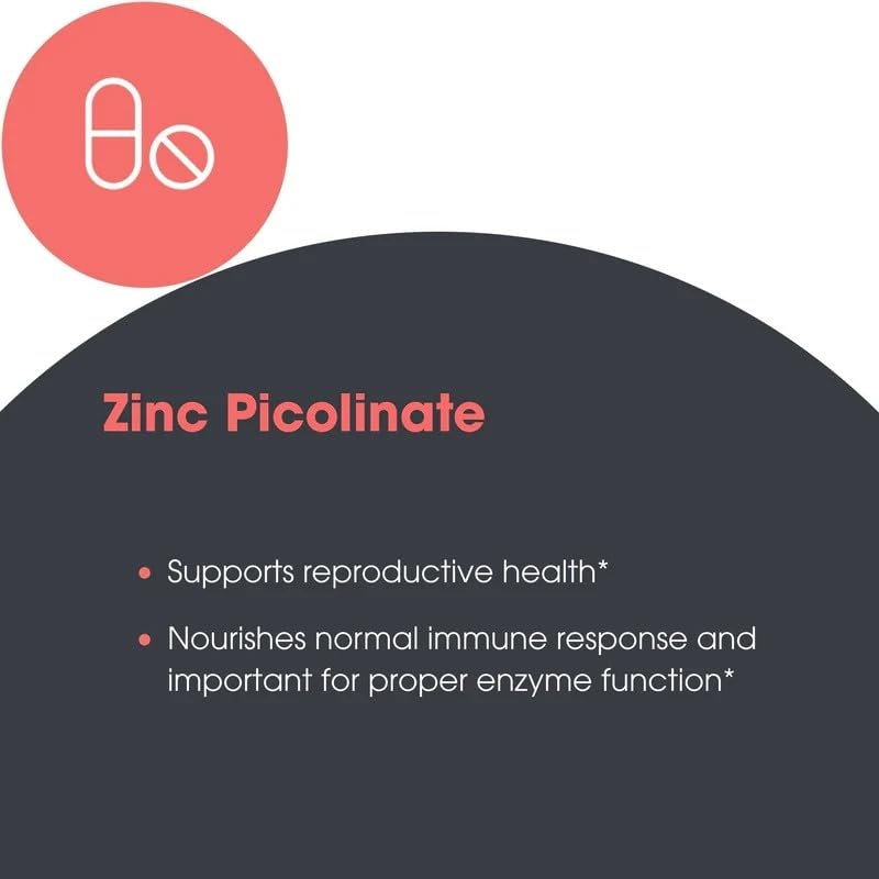 Metabolic Maintenance Zinc Picolinate 30 mg Immune, 90 Capsules | 30 mg Highly Bioavailable Zinc for Immune System Support, Superior Absorption, Vegetarian and Hypoallergenic