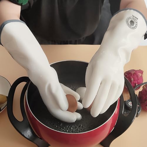 Silicone Oven Gloves, Heat Resistant Kitchen Oven Mitts, 1 Pair(8) White Standard 8/M