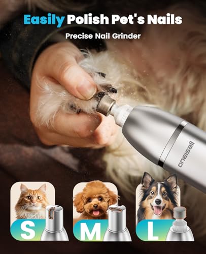oneisall 4 in 1 Dog Grooming Kit with LCD Display Silver
