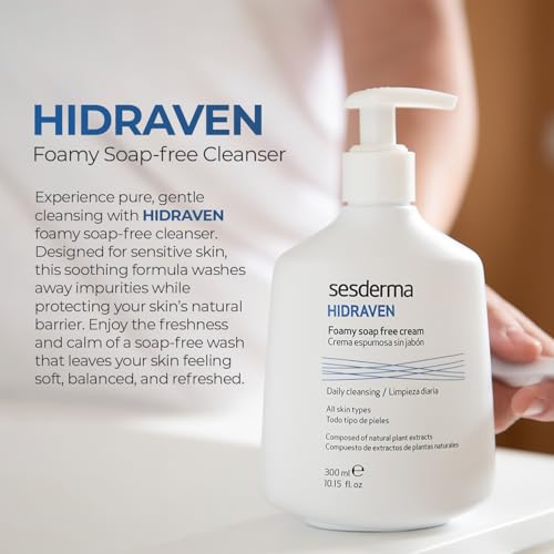 Sesderma HIDRAVEN Foamy Soap-Free Cream, Gentle Face Wash, 10.14 fl oz