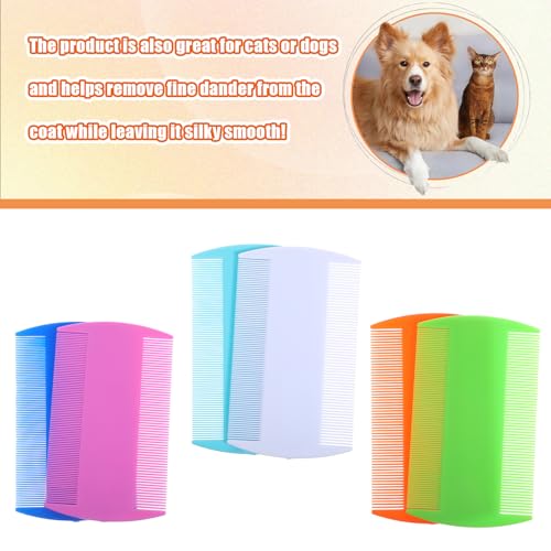 Ymapinc 6Pcs Double Sided Fine Tooth Lice Comb in 6 Colors Straight comb