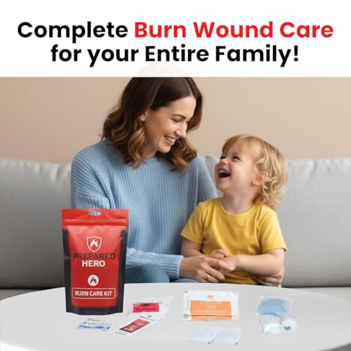 Prepared Hero Burn Care Kit with Burn Gel, Gauze & First Aid Wipes