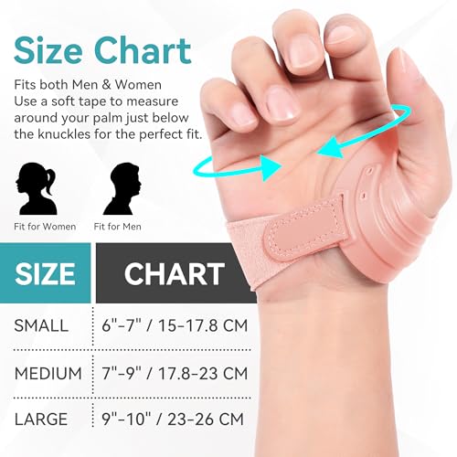 FORTEMOTUS CMC Thumb Brace, Upgrade Thumb Splint for CMC Joint Pain Relief Medium Pink - Left Hand
