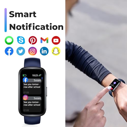 Fitness Tracker Smart Watch, 1.47" Full Touch Health Tracker with 24/7 Heart Rate & Blood Oxygen Monitor, Sleep Tracker, 3ATM Waterproof Step Tracker Activity Tracker for Women Men, Midnight Blue