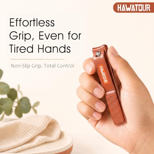 HAWATOUR 4 Pcs Nail Clippers Set with Nail File, Terracotta Red