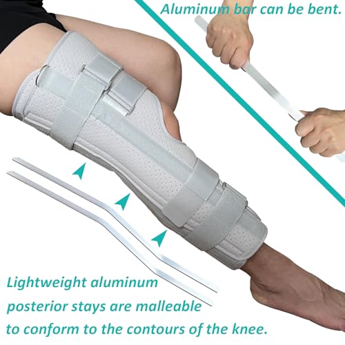 Three-Panel Knee Immobilizer & Stabilizer - Leg Support Splint for Knee Pre-and Postoperative Injuries & Instabilities - Straight Leg Brace with Shoulder Strap to Prevent Sliding (12") 12”