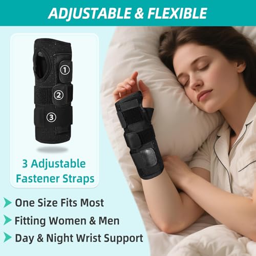 Carpal Tunnel Wrist Brace Night Support Hand Brace Wrist Support Black-Left