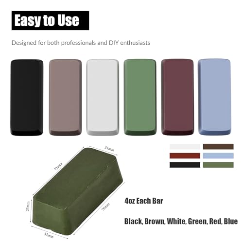 6 PCS Metal Polishing Compound Kit 23Oz Polishing Buffing Compound Bars for Aluminum Stainless Steel Jewelry Polishing