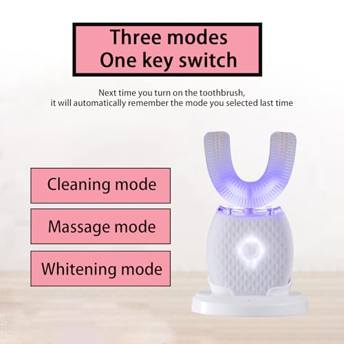 Adult Automatic Ultrasonic Toothbrush Waterproof Travel Timer White