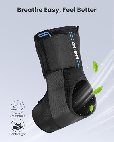 Ankle Brace Support Lace Up for Women & Men, 4 Stays for Sprains Black – Upgrade Ankle (Medium)