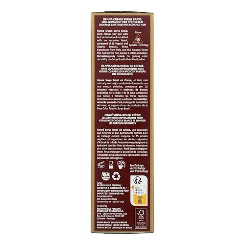 Surya Brasil Henna Cream Golden Blonde - 98% Natural Ingredients, Vegan, Cruelty-Free, Eco-Friendly, Semi-Permanent Hair Color, Deep Hydration & Shine, 2.37 oz