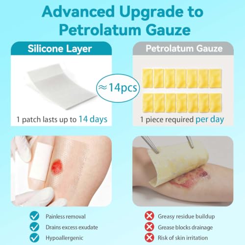 Dimora Silicone Wound Contact Layer, Non-adhering Dressing, Transparent Wound Dressing Pads, 3in x 4in (7.5cm x 10cm), 10 pcs 10 Count (Pack of 1)