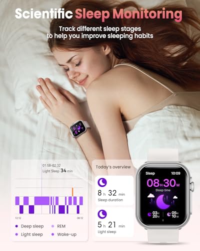 Smart Watches for Women, 1.85" HD Smartwatch with Heart Rate/Sleep/Health Monitor, Fitness Trackers with 100+ Sports Mode、Answer/Make Call and 1000mAh Battery, Compatible iPhone/Android, with 2 Bands