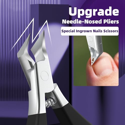 Nail Clippers for Thick Toenails & Fingernails – Straight Edge Stainless Steel Cutter with Safety Lock, Ergonomic Grip – Professional Ingrown Nail Trimmer for Men & Women Straight Blade