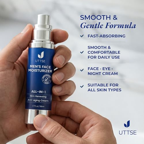 Uttse 6 in 1 Face Cream for Men: Men's Anti Aging Face Cream w/Niacinamide Caffeine & Hyaluronic Acid - Skin Care for Men (2 Pack) - Made in Korea 1.7 Fl Oz (Pack of 2)