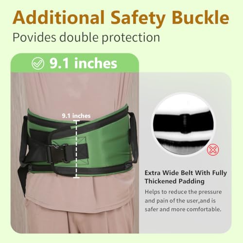 Gait Belts with Padded Handles,Transfer Belts Physical Therapy Belt for Seniors Moving, Lifting Belt Assist Patient/Elderly (Green, Large) Green