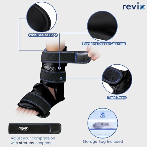 REVIX Ankle Ice Pack Wrap for Foot Pain Relief and REVIX Shin Compression Sleeve for Shin Splints
