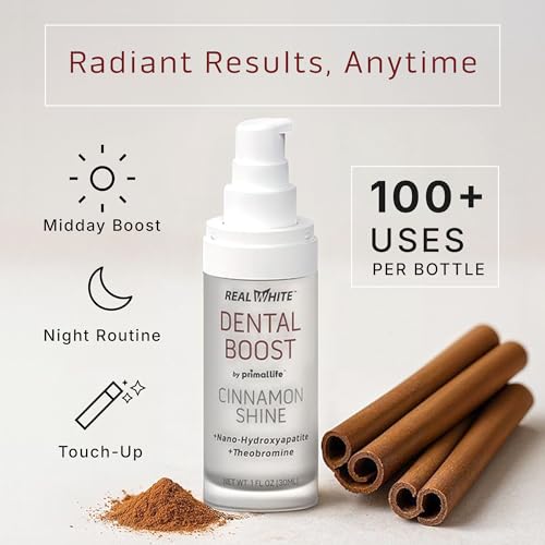 Primal Life Organic Real White Dental Boost – Natural, Organic Teeth Whitener – Peroxide Free – Nano-Hydroxyapatite Paste (Cinnamon)