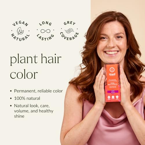 khadi AUBURN RED Natural Hair Color - Hair Color for strong, dark deep red to striking, rich mahogany - natural cosmetics - 3.5 oz 3.5 Ounce (Pack of 1)