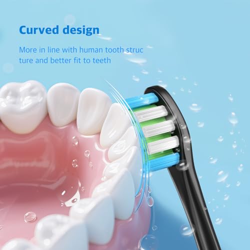 6Family Set Electric Toothbrush Replacement Head Foroclean-Black Black 1 Count (Pack of 8)