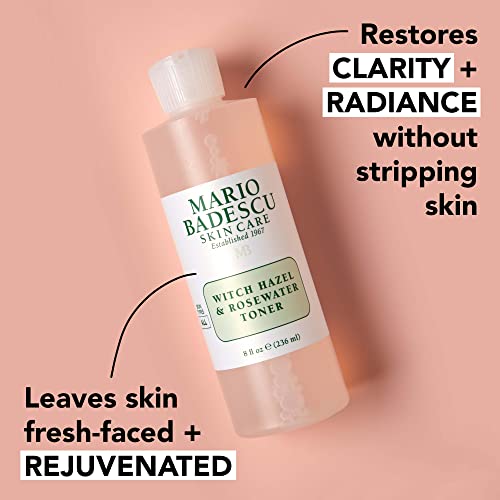 Mario Badescu Alcohol Free Witch Hazel Facial Toner for Aging Skin, Infused with Lavender/Rose Water and Aloe Vera, Face Toner for Combination or Dry Skin, 8 Fl Oz Rosewater