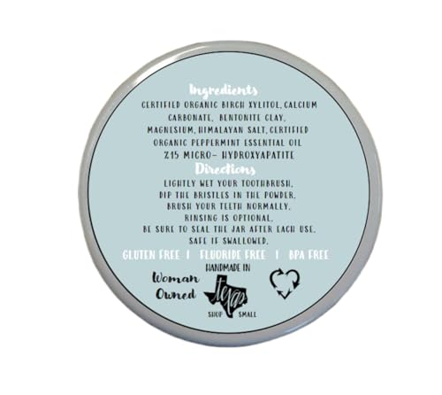 Simply Sooney Remineralizing Vegan Mineral Tooth Powder I Peppermint%15 Micro-Hydroxyapatite Formula I Natural Ingredients I 1.5oz (1.5 oz jar)