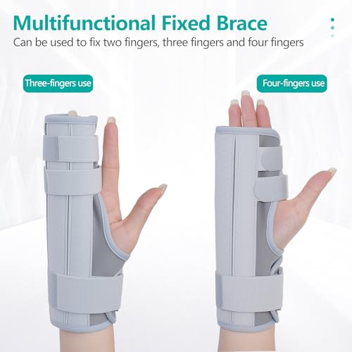 lefeke Trigger Finger Splint, Multi Finger Brace for Middle, Index, Pinky, or Ring Fingers, Hand Brace with Finger Support, Straightening Immobilizer for Broken Fingers, Arthritis, Contractures-Upgraded Fabric (Grey)