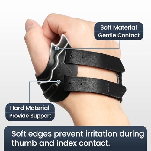 CMC Thumb Support Brace - with Firm Supportive Wrist Strap, Dual Density Thumb Brace Stabilizes CMC Joint, Pain Relief for Osteoarthritis for Women and Men (Black, Left Hand, Medium) Black, Left Hand