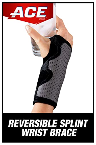 ACE Brand Reversible Splint Wrist Brace, Provides Moderate Stabilizing Support to Sore, Weak and Injured Wrists, Adjustable, Gray, 1/Pack