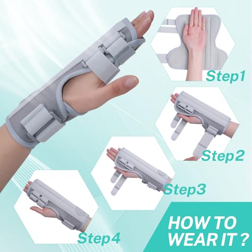 Multi Finger Support Hand Brace, Adjustable Splint for Index Middle Ring Pinky, Universal Stabilizer for Multiple Fingers, Reversible Left or Right Hand