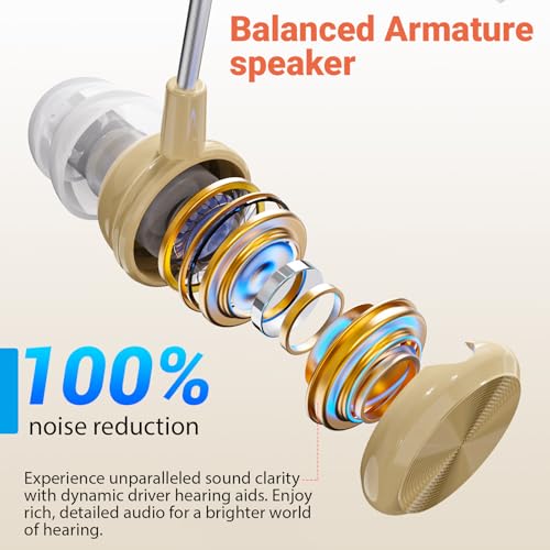 OTC Hearing Aids Rechargeable BY4U Hearing Amplifiers with 16-Channel Digital Noise Cancellation Volume Control Rechargeable Wireless Comfortable Wear,Design for Seniors &Adults Behind the ear 3cm