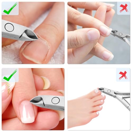 2 Pack Cuticle Nipper Cuticle Remover Cuticle Trimmer Stainless Steel Cuticle Cutter Clipper Nail Tools for Fingernails and Toenails