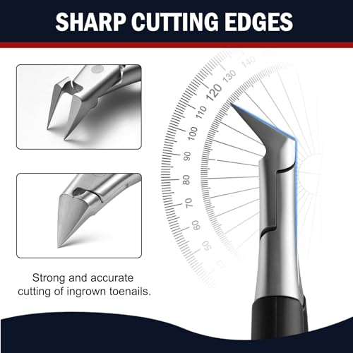 FVION Toenail Clippers for Ingrown Toenail, Straight Nail Clippers for Ingrown Toenails, Professional Ingrown Toenail Treatment for Adults, Seniors, Men and Women (Black) Black