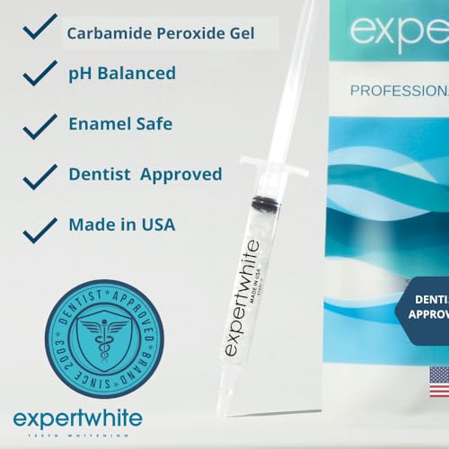16% Carbamide Peroxide Teeth Whitening Gel – Sensitive Teeth Formula – Made in USA – Professional Refill Syringes (4 x 3cc) for Use with Whitening Trays