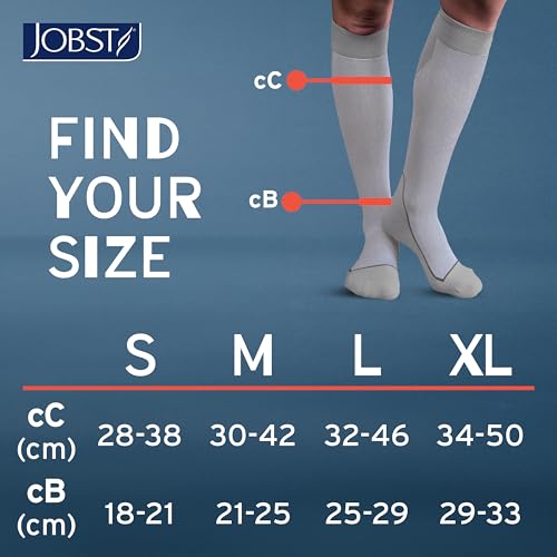 JOBST Sport Compression Socks, 15-20 mmHg, Knee High Small (1 Pair) White/Grey
