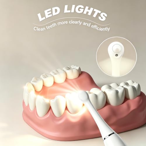 Tooth Polisher,Teeth Polishing Kit for Daily Cleaning,Polishing Then Whitening of Tooth USB Rechargeable Dental Polisher with LED Light,7 Heads,5 Speed Modes