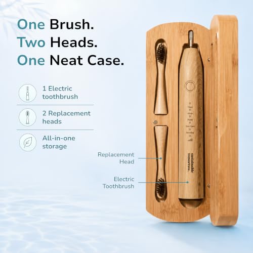 Sustainable Tomorrow Zen and Junior Bamboo Premium Electric Toothbrush Holder Case | Eco-Friendly Bathroom Storage Box | Heavy Duty Oral Care Organiser for Adults & Kids