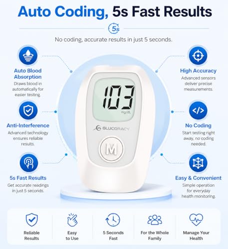 Glucoracy G-425 Blood Glucose Monitoring System, 100 Test Strips 100 Pack