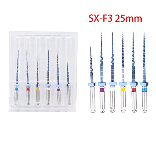 6Pcs S1-F3 Endodontics Files Heat Acticated NiTi Engine Use Super Rotary File 21mm/25mm Endo File (21mm)