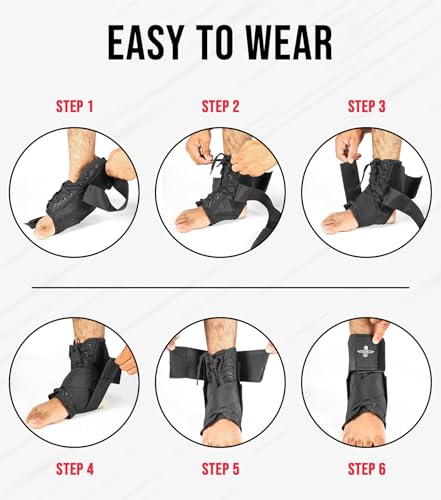 Exxact Sports Adjustable Lace Up Ankle Brace for Sprained Ankle Support, Peroneal Tendonitis & Injury Recovery, Ankle Support Brace and Stabilizer for Men & Women for Running (White, Large) White