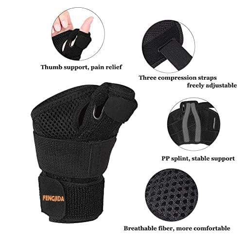 Thumb Brace - Carpal Tunnel Wrist Brace Relief and Tendinitis Arthritis Sprained, Thumb Spica Splint Wrist Support to Night Sleep, Treat Trigger Splint Sprain Relieve Pain - Stabilizer Fit Left and Right Hands