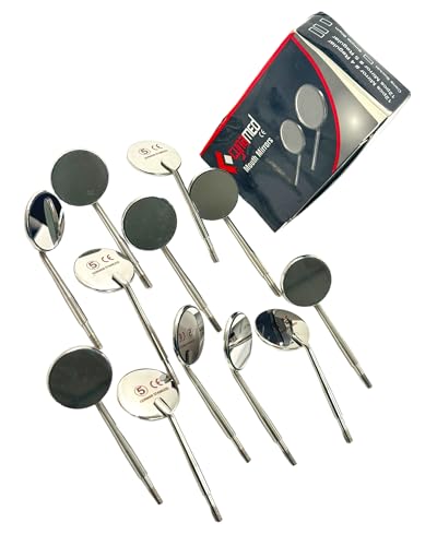 12pcs Box of Dental Mouth Mirrors #5 (24mm) Rhodium Coated Front Surface Diagnostic Dental Mouth Mirror - Intraoral Dental Mirror Cone Socket Oral Mirror - Stainless Steel
