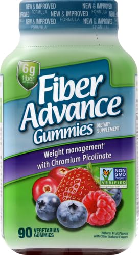 Fiber Advance Weight Management Gummies | 100% Plant Based Fiber for Digestive Wellness and Gut Health | Chromium Picolinate for Weight Management Support, 90 Count 90 Count (Pack of 1)