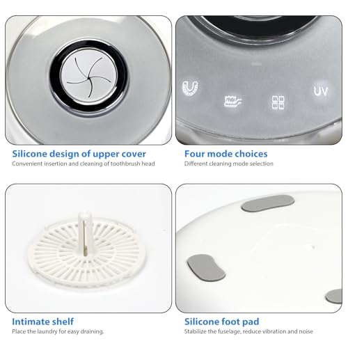 Ultrasonic Retainer Cleaner Machine 46kHz ultrasonic cleaner for denture/Jewelry/Toothbrush with 4 Cleaning Modes for Dentures, Aligner, Braces, Toothbrush Heads, Jewelry