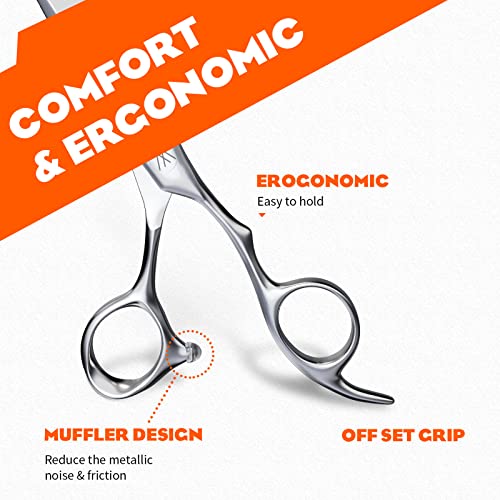 Sirabe HIGH-END Professional Hair Cutting Scissors Shears - Ultra Sharp Blades for Precise Cutting - Barber Shears Haircut Scissors 440C Stainless Steel for Salon Hairstyling & Home Hairdressing Silver