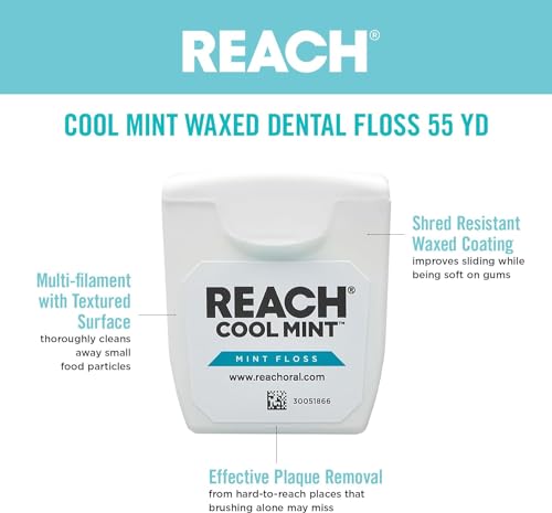 REACH Dental Floss, Cool Mint, 6 Count 165 Foot (Pack of 6)